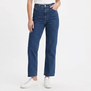 Abercrombie & Fitch 90s Straight Ultra High Rise Jeans Dark Wash Raw Hem 29/8R
